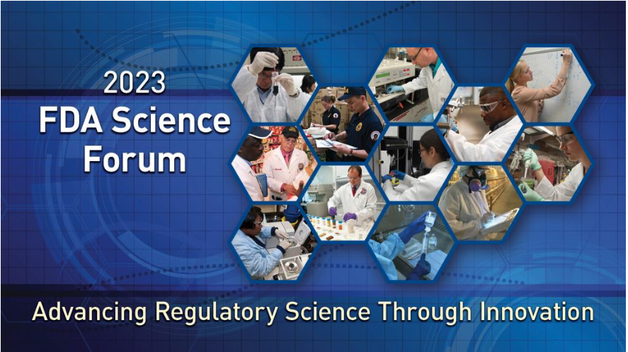 FDA Science Forum 2023 logo with honeycomb patter with images of scientists