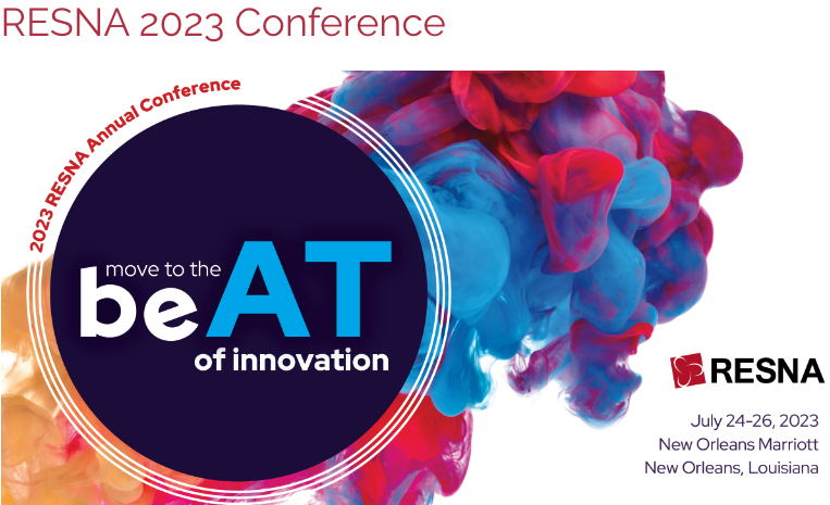 RESNA 2023 Conference logo with colorful smoke