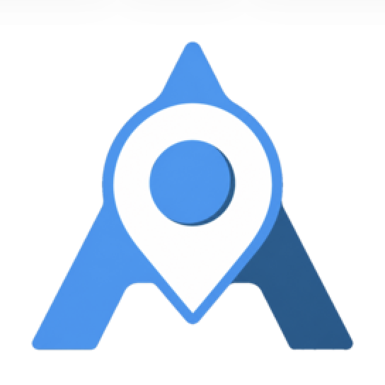 audiom logo large blue a with map marker